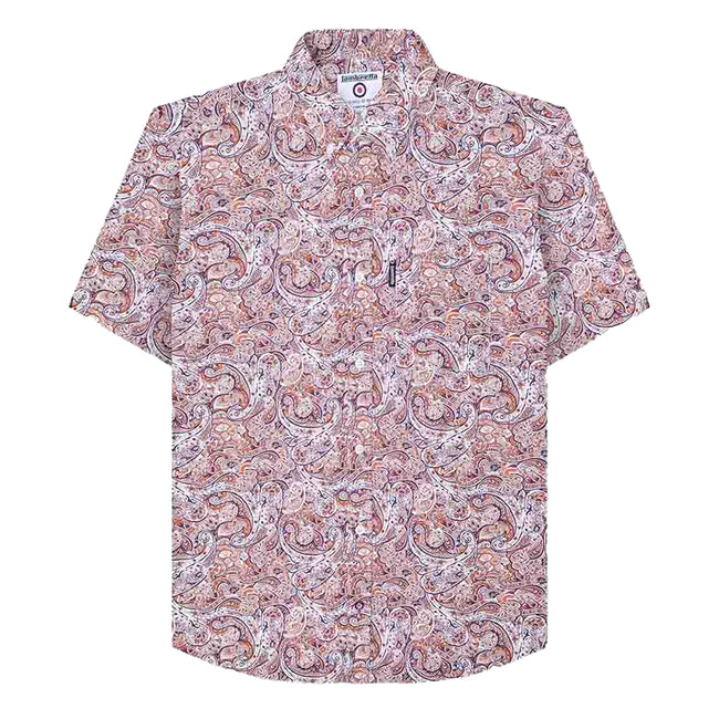 Rust-White - Front - Lambretta Mens Paisley Short-Sleeved Shirt