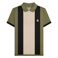 Khaki Green - Front - Lambretta Mens Vintage Panelled Polo Shirt