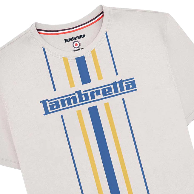 Whitecap Grey - Back - Lambretta Mens Vertical Stripe T-Shirt