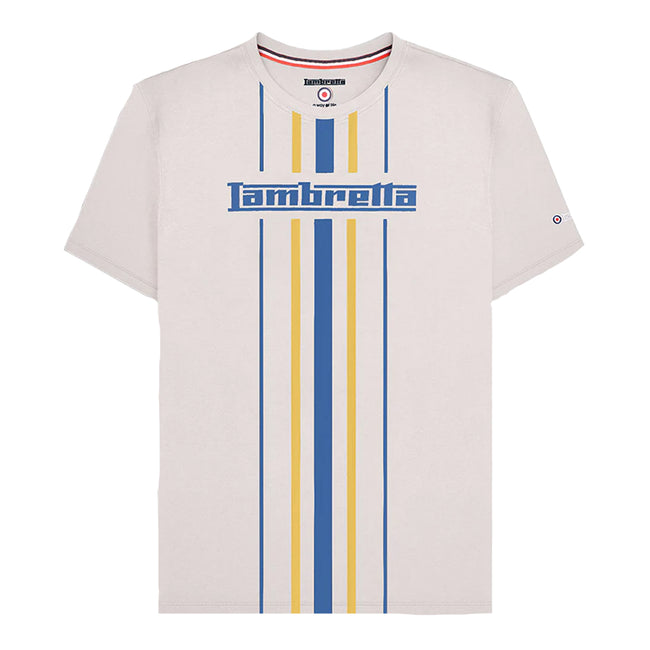 Whitecap Grey - Front - Lambretta Mens Vertical Stripe T-Shirt