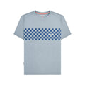 Dusky Blue-Dark Blue - Front - Lambretta Mens AW24 Two Tone Panelled T-Shirt