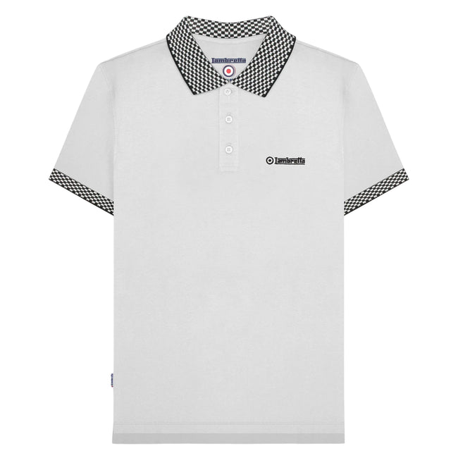 White - Front - Lambretta Mens SS25 Two Tone Polo Shirt