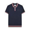 Navy - Front - Lambretta Mens Valero Knitted Tipped Short-Sleeved Polo Shirt