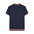 Navy - Back - Lambretta Mens Valero Knitted Tipped Short-Sleeved Polo Shirt