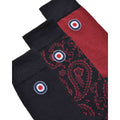 Black-Burgundy - Side - Lambretta Mens Paisley Socks (Pack of 3)