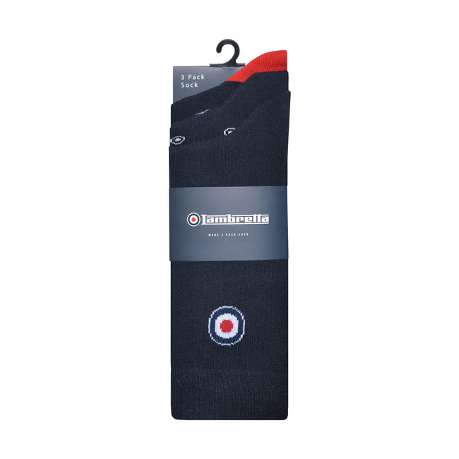 Navy-Red-White - Back - Lambretta Mens Paisley Socks (Pack of 3)