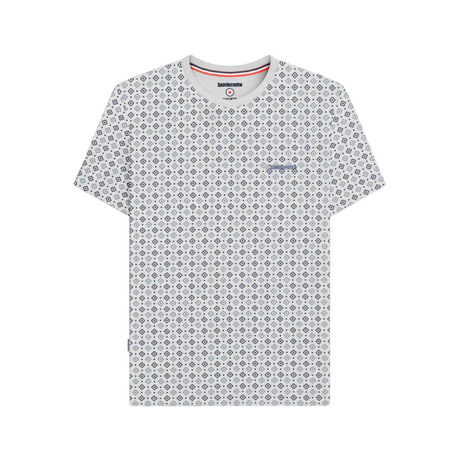 White-Smoke Blue - Front - Lambretta Mens SS25 Geometric T-Shirt