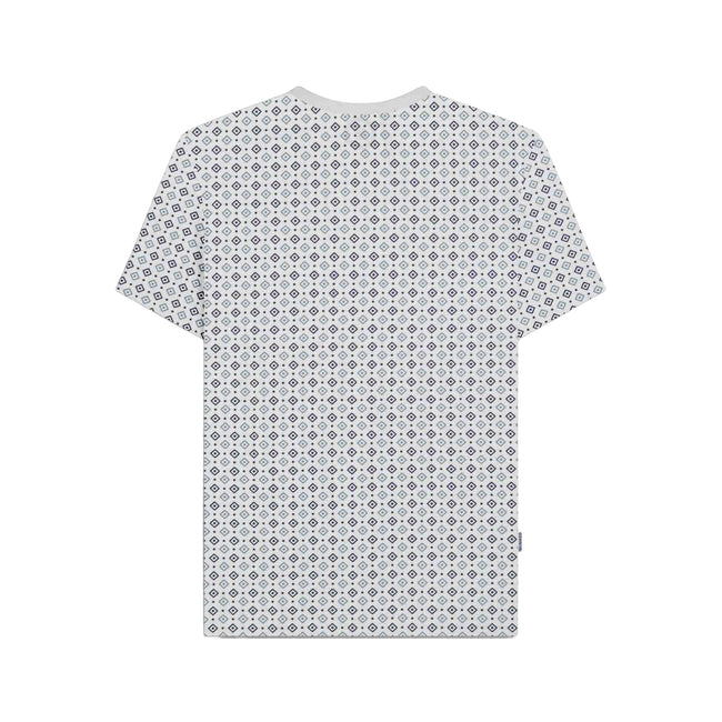 White-Smoke Blue - Back - Lambretta Mens SS25 Geometric T-Shirt