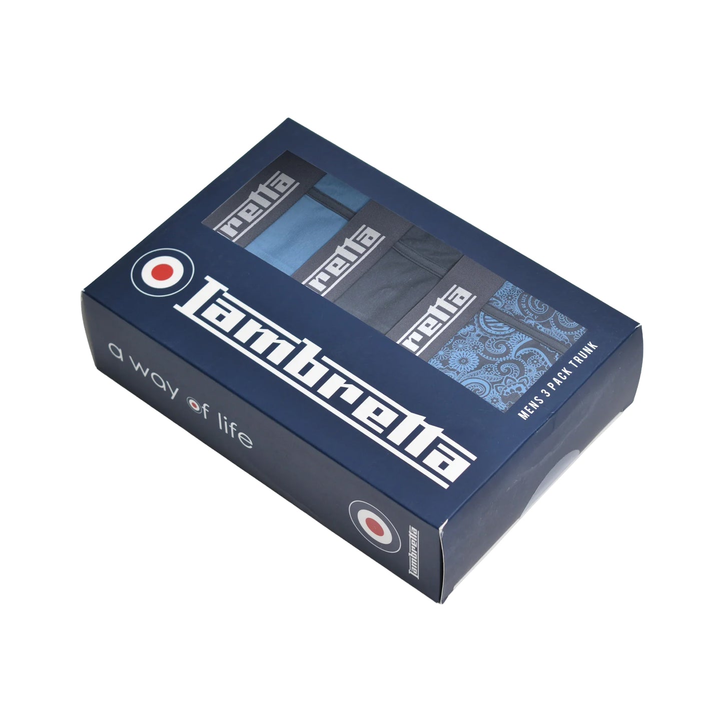 Navy - Side - Lambretta Mens Paisley Boxer Shorts (Pack of 3)