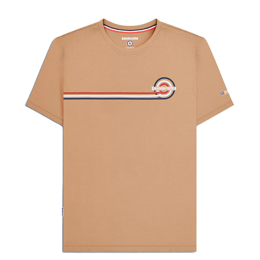 Sand - Front - Lambretta Mens SS24 Retro Stripe T-Shirt