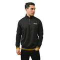 Black-Gold - Side - Lambretta Mens Tipped Quarter Zip Sweatshirt