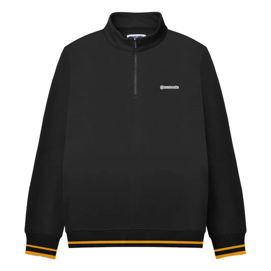 Black-Gold - Front - Lambretta Mens Tipped Quarter Zip Sweatshirt