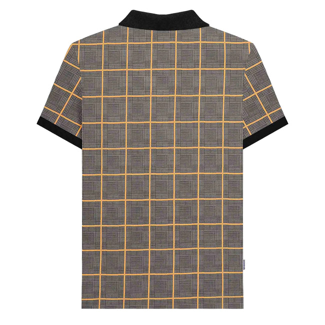 Steel Grey - Back - Lambretta Mens Prince Of Wales Check Polo Shirt