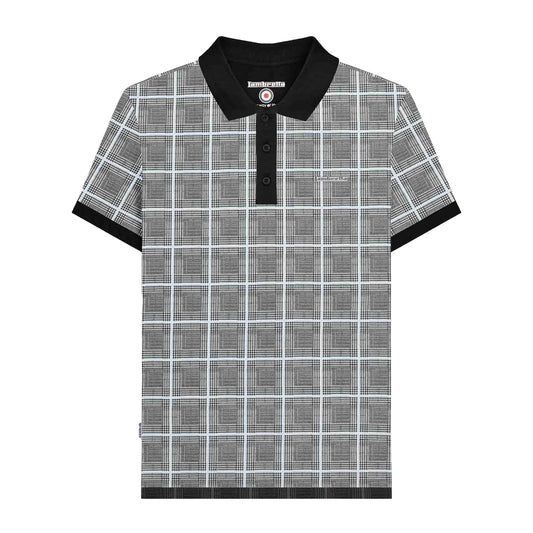 White - Front - Lambretta Mens Prince Of Wales Check Polo Shirt