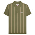 Khaki Green-Cream - Front - Lambretta Mens Pinstripe Polo Shirt