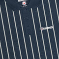 Navy-White - Side - Lambretta Mens Pinstripe Polo Shirt