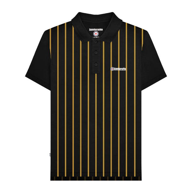Black-Gold - Front - Lambretta Mens Pinstripe Polo Shirt