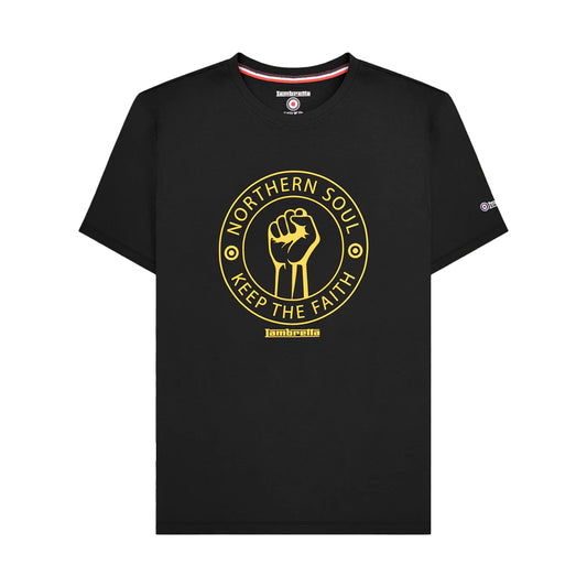 Black-Gold - Front - Lambretta Mens Northern Soul T-Shirt
