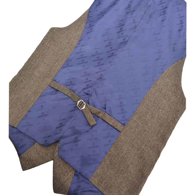 Brown - Back - Lambretta Mens Morgan Herringbone Waistcoat