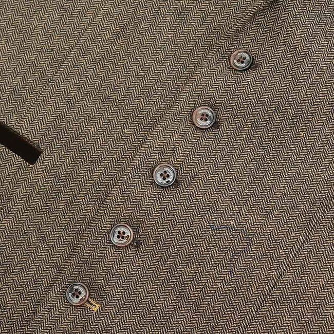 Brown - Side - Lambretta Mens Morgan Herringbone Waistcoat