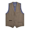 Brown - Front - Lambretta Mens Morgan Herringbone Waistcoat