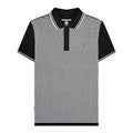 Black-White - Front - Lambretta Mens SS24 Houndstooth Polo Shirt