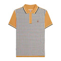 Mustard - Front - Lambretta Mens SS24 Houndstooth Polo Shirt