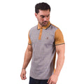 Mustard - Side - Lambretta Mens SS24 Houndstooth Polo Shirt