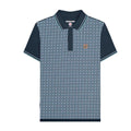Navy - Front - Lambretta Mens SS24 Houndstooth Polo Shirt