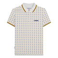 White-Navy-Gold - Front - Lambretta Mens SS25 Geometric Polo Shirt