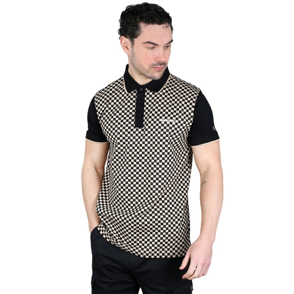 Black-Nomad - Lifestyle - Lambretta Mens Two Tone All-Over Print Polo Shirt