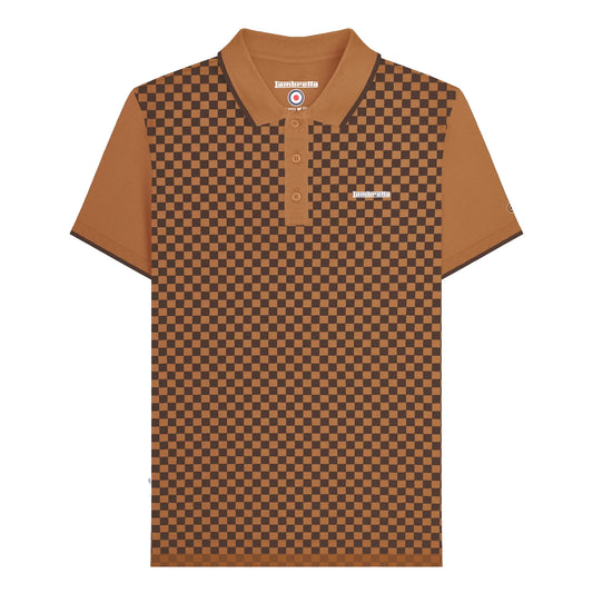 Tobacco - Front - Lambretta Mens Two Tone All-Over Print Polo Shirt