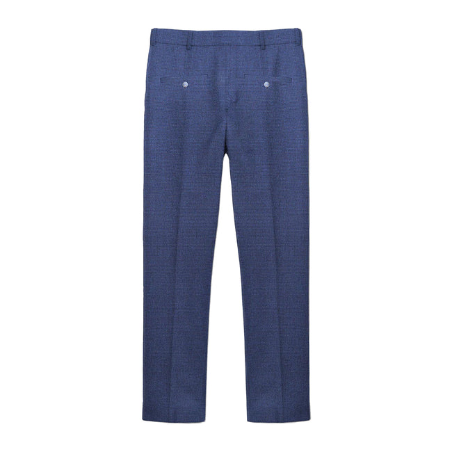 Navy - Back - Lambretta Mens Spencer Checked Suit Trousers
