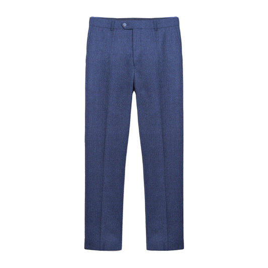 Navy - Front - Lambretta Mens Spencer Checked Suit Trousers