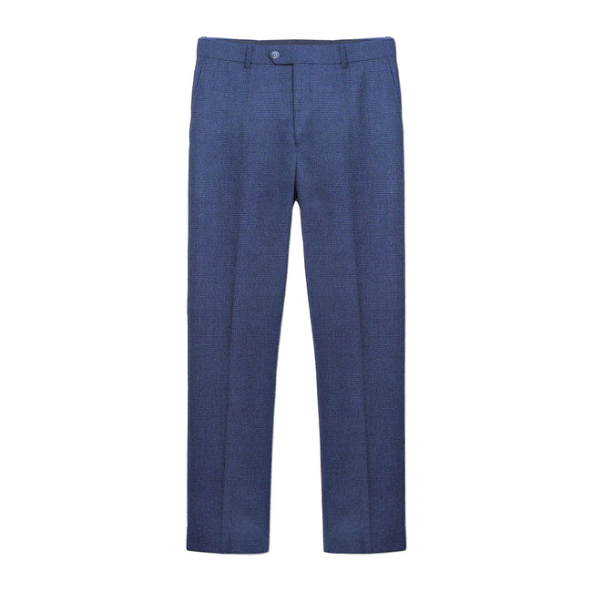 Navy - Front - Lambretta Mens Spencer Checked Suit Trousers