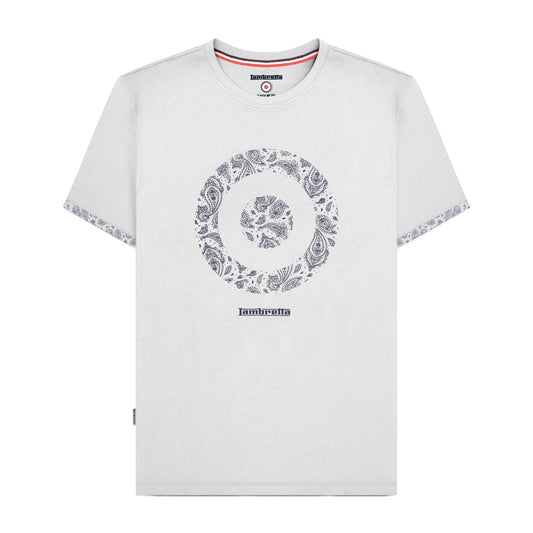 White - Front - Lambretta Mens SS25 Paisley Target T-Shirt