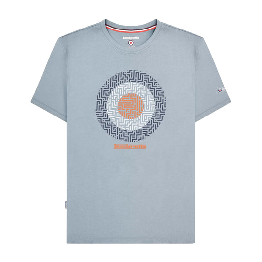 Dusky Blue - Front - Lambretta Mens SS25 Geometric T-Shirt
