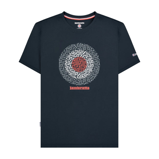 Navy - Front - Lambretta Mens SS25 Geometric T-Shirt