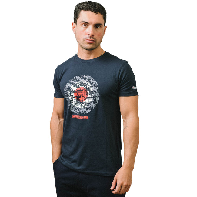 Navy - Side - Lambretta Mens SS25 Geometric T-Shirt