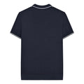 Navy - Back - Lambretta Mens Greco Striped Knitted Short-Sleeved Polo Shirt