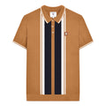 Tobacco - Front - Lambretta Mens Greco Striped Knitted Short-Sleeved Polo Shirt
