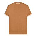 Tobacco - Back - Lambretta Mens Greco Striped Knitted Short-Sleeved Polo Shirt