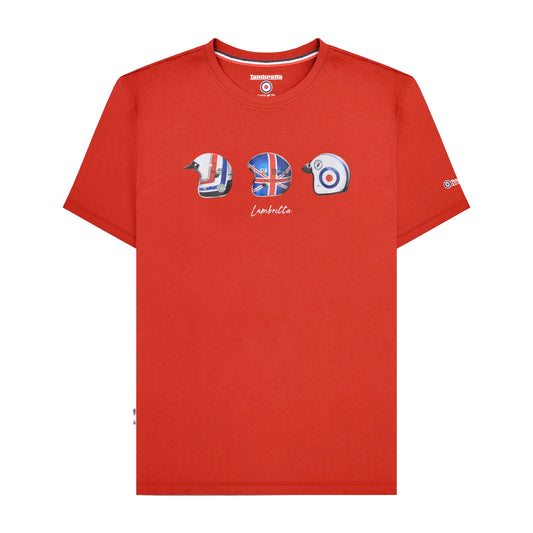 Red - Front - Lambretta Mens SS25 Helmet T-Shirt
