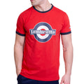 Red-Navy - Back - Lambretta Mens SS25 Ringer Logo T-Shirt