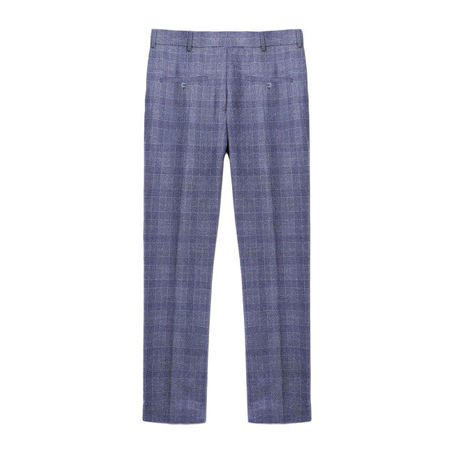 Slate - Back - Lambretta Mens Bradley Checked Suit Trousers