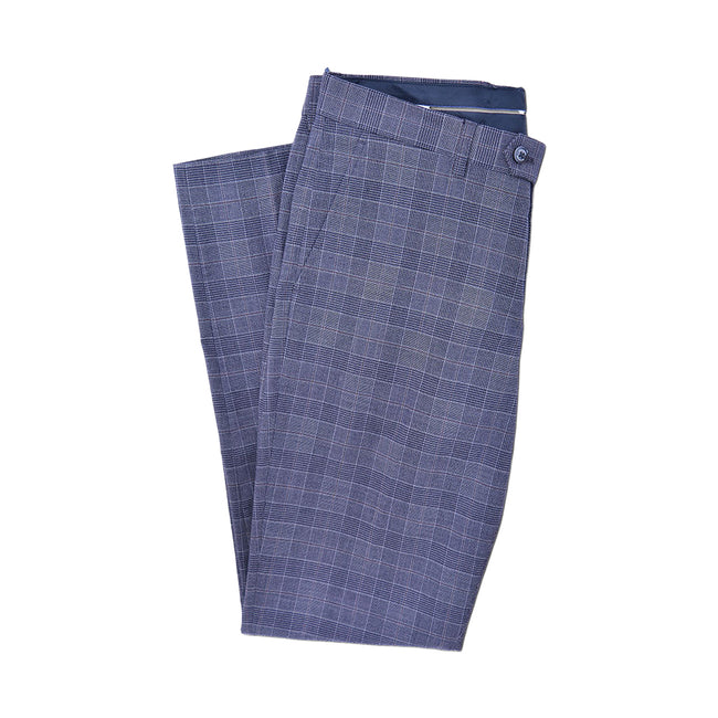 Slate - Side - Lambretta Mens Bradley Checked Suit Trousers