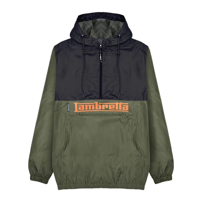 Khaki Green-Black - Front - Lambretta Mens Scooter Overhead Jacket