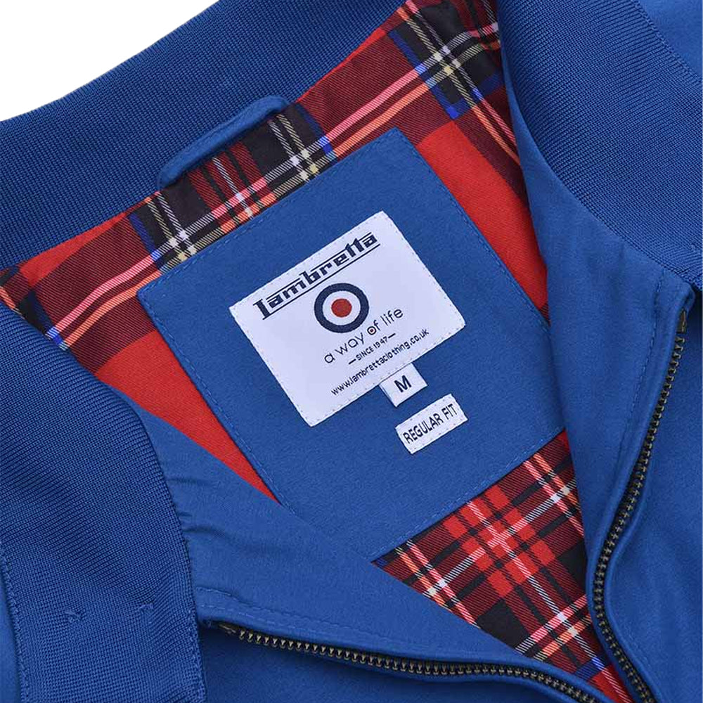 Royal Blue - Side - Lambretta Mens Shower Resistant Harrington Jacket
