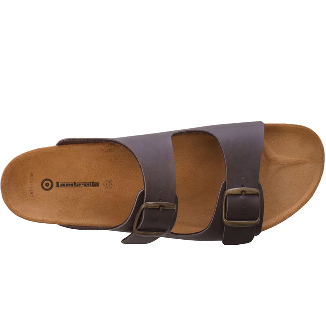 Brown - Lifestyle - Lambretta Mens Avalon Twin Buckle Suede Sandals