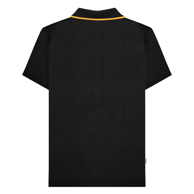 Black-Gold - Back - Lambretta Mens Paisley Lined Polo Shirt
